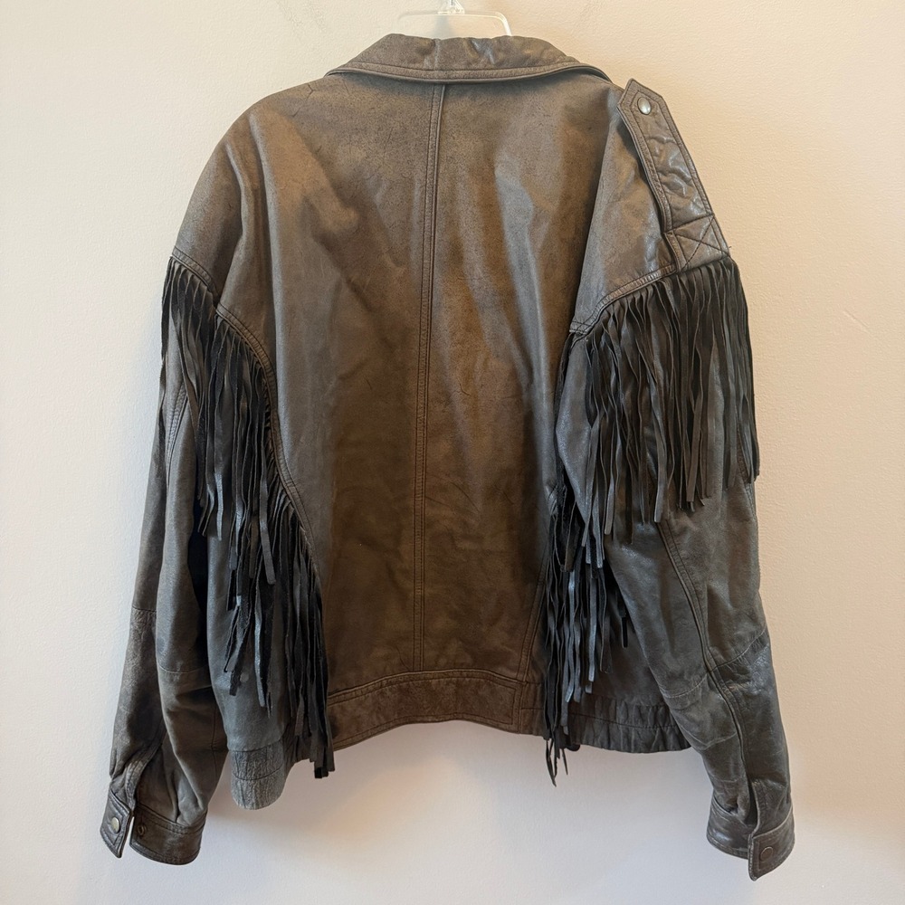 Vintage AM2 by Andrew Marc Leather Biker Jacket w/ Fringe – Size Medium - Picture 6 of 11